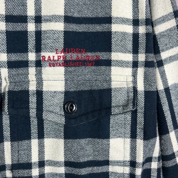 Lauren Ralph Lauren Shirt Jacket Mens Large Gray Plaid Zip‎ Up Shacket Outdoors - Picture 3 of 9